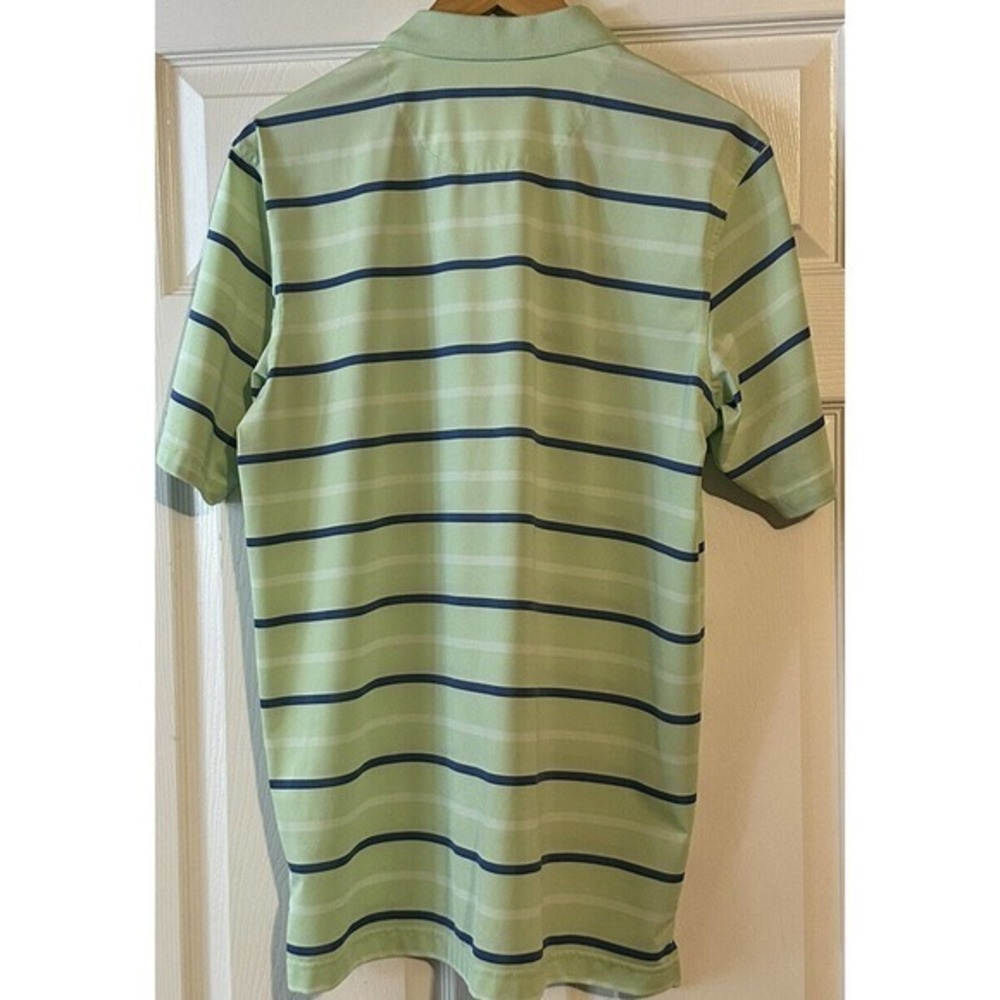 Bobby Jones Performance Golf Polo sz M green with blue stripes - Picture 2 of 3
